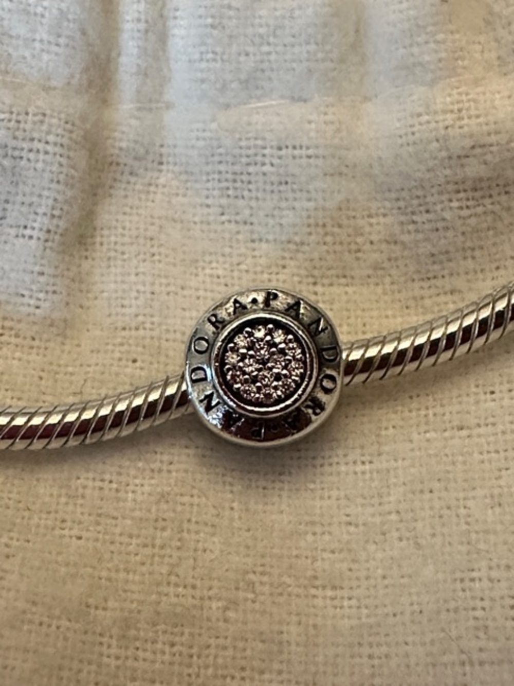 Pandora Signature Silver Logo Pavé charm